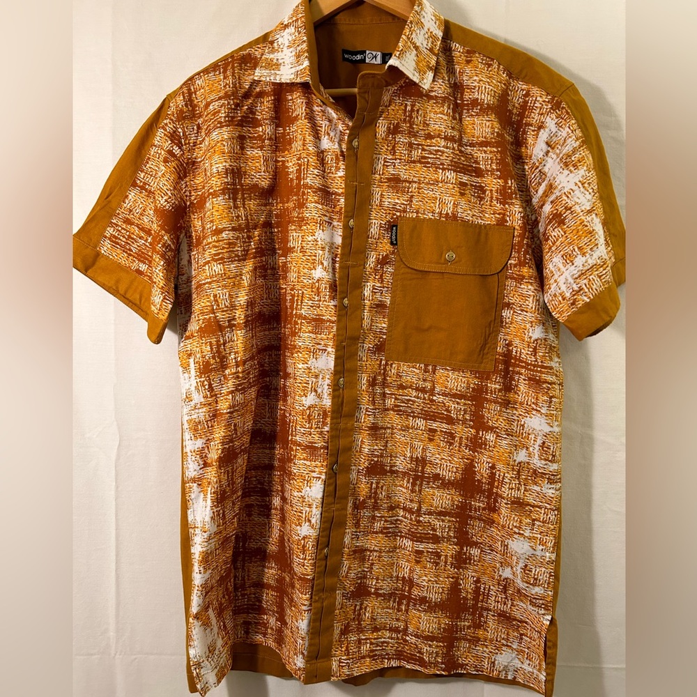 Woodin Tribal Print Cotton Short Sleeve Camp Style Shirt Size XXL